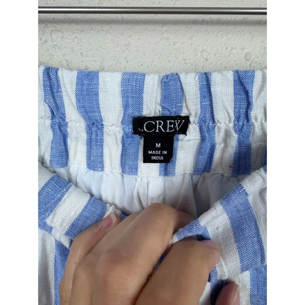 J. Crew Blue and white Striped Shorts 100% Linen Womens Size Medium
